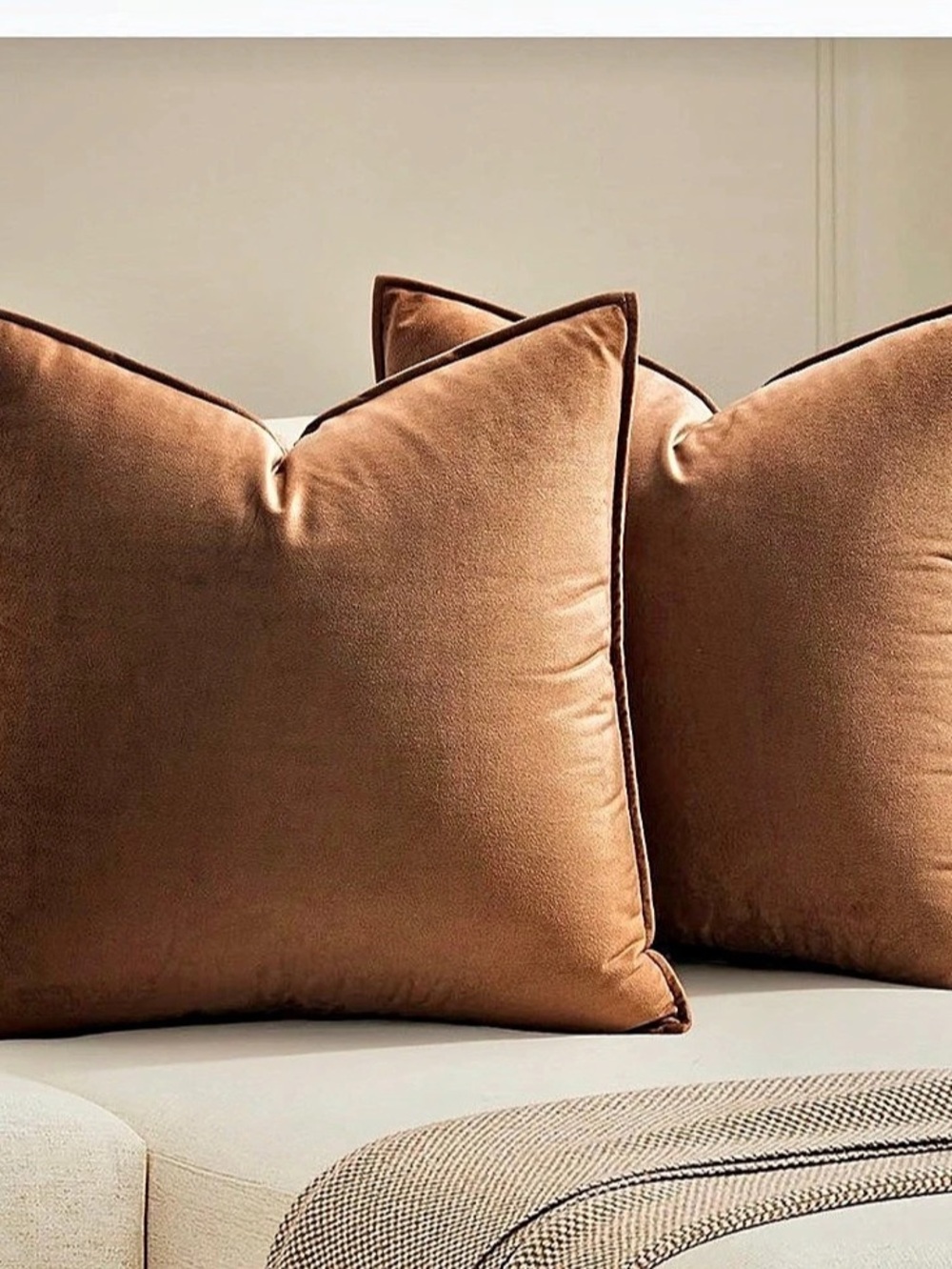 Brown Velvet Throw Pillow Covers - set of 2, 
24”x24”